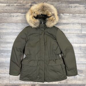 ADD Down Puffer Jacket Olive Green with Real Fur Hood 6